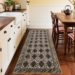 Leopard Print Large Area Rug Soft Low Pile Checkered Hallway Runners Indoor Living Room Carpet Rugs - 1 of 4