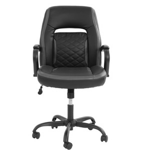 Lyngins Modern PU Leather Upholstered Home Office Desk Chair,Adjustable Swivel Task Chair for Office,Study,Vanity Room - 1 of 4