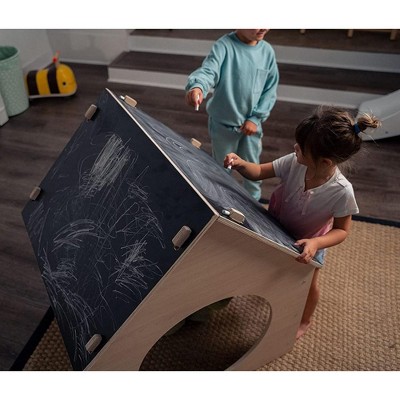 Evergreen Montessori Wooden Playhouse with Chalkboard Roof