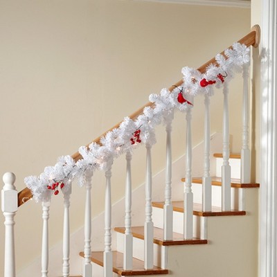 The Lakeside Collection Lighted Snowy Cardinal Holiday Decor - Garland
