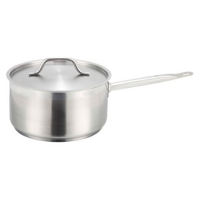 Winco Sauce Pan With Cover Helper Handle, Classic Sauce Pot with Lid,  Stainless Steel, 7.5-Quart