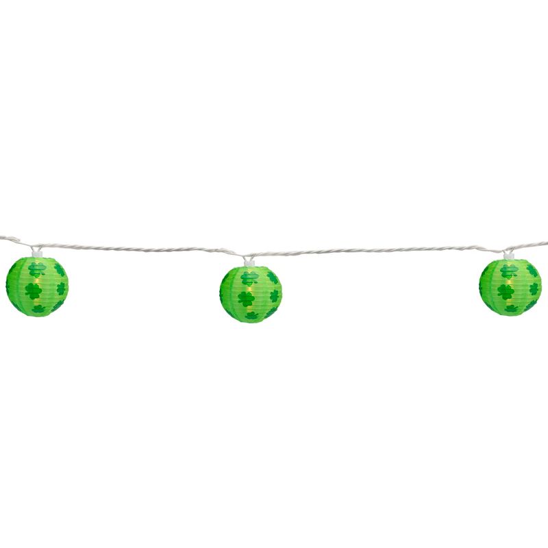 Northlight 10-Count Green Shamrock St. Patrick's Day Paper Lantern Patio Lights, 8.5ft White Wire, 3 of 5