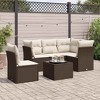 vidaXL 6 Piece Patio Sofa Set with Cushions Brown Poly Rattan - Brown and Cream With Table - 2 of 4