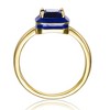 Stunning 14k Yellow Gold Plated Ring with Sapphire Cubic Zirconia and Blue Enamel Radiant Halo for a Vibrant and Elegant Statement Piece - 3 of 3