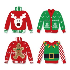 Big Dot of Happiness Ugly Sweater - DIY Shaped Holiday and Christmas Paper Cut-Outs - 24 Count - 1 of 4