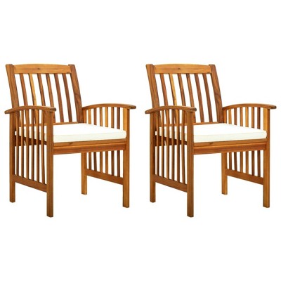 vidaXL Patio Dining Chairs 2 pcs with Cushions Solid Acacia Wood