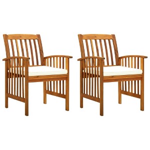 vidaXL Patio Dining Chairs 2 pcs with Cushions Solid Acacia Wood - 1 of 4