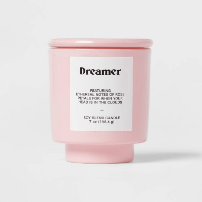 7oz Pink Exterior Painted Glass with Glass Lid Dreamer Candle Pink - Room Essentials™
