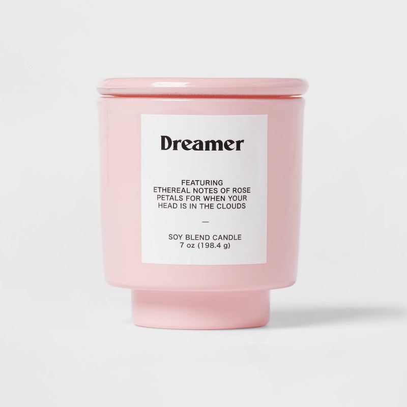 7oz Pink Exterior Painted Glass with Glass Lid Dreamer Candle Pink - Opalhouse&#8482;, 1 of 7