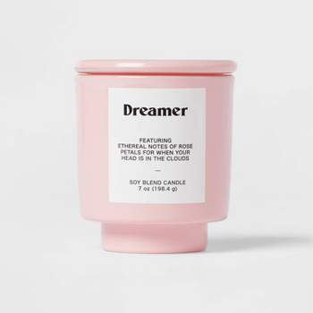 7oz Pink Exterior Painted Glass with Glass Lid Dreamer Candle Pink - Opalhouse™