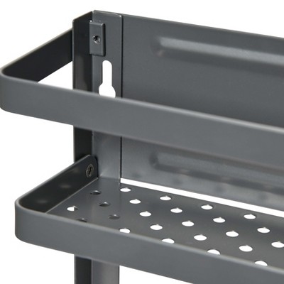 Gray Metal Magnetic Organizer with Towel Rack and Shelves
