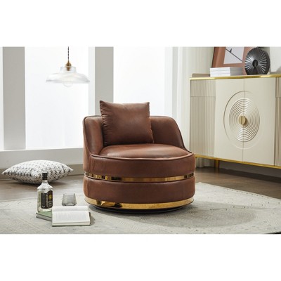 Velvet 360° Swivel Barrel Chair with Padded Seat and Stainless Steel Base for Living Room