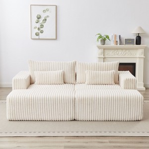 NicBex Couches for Living Room Loveseat with Ottomans Corduroy Fabric Modular Sectional Sofa Comfy Deep Plush Couch with Ottomans and 2 Pillows - 1 of 4