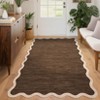 Washable Rug Modern Scalloped Rug Non Slip, Neutral Indoor Carpet - 3 of 4