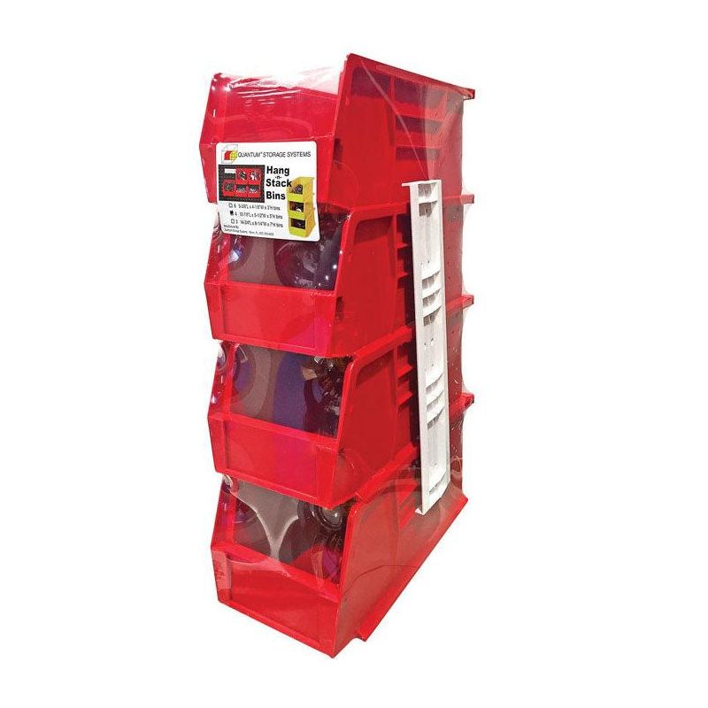 Quantum Storage 5-1/2 in. W X 11 in. H Stack and Hang Bin Polypropylene 4 pk Red, 1 of 2