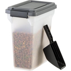 IRIS USA Dog Food Storage Container, Airtight Lid, 2-Cup Scoop, Up to 13 Pounds Pet Food Storage, Dark Gray - 1 of 4