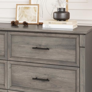 6 Drawer Dresser for Bedroom, Farmhouse 47.2" Wide Chest of Drawers with Metal Handles, Rustic Double Wood Dresser - 1 of 4
