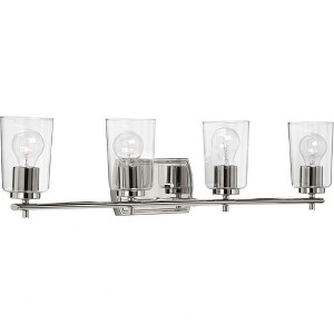 Progress Lighting Adley 4-Light Bath Vanity in Polished Nickel with Clear Glass Shades - 1 of 4