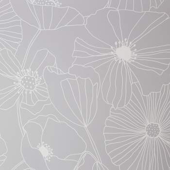 Linear Floral Grey Wallpaper