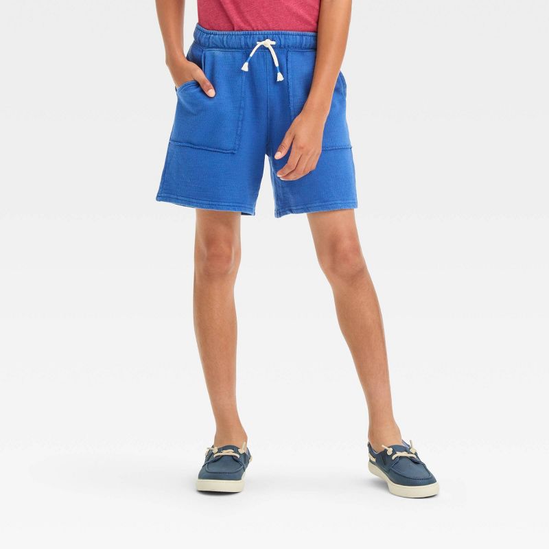 Boys' Americana 'Above Knee' Pull-On Shorts - Cat & Jack™ Heathered Blue, 1 of 5