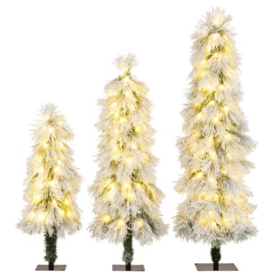 Tangkula 3' 4' 5' Artificial Christmas Tree 3 PCS w/Snow-flocked Branch Tips for Party