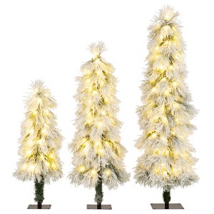 Tangkula 3' 4' 5' Artificial Christmas Tree 3 PCS w/Snow-flocked Branch Tips for Party - 1 of 4