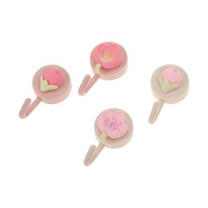 Unique Bargains Utility Heart-Shaped Sticker Hook Beige Rose Red Pink 4 Pcs - 1 of 4