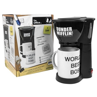 Uncanny Brands The Office Single Cup Coffee Maker with World's Best Boss Mug- From Dunder Mifflin