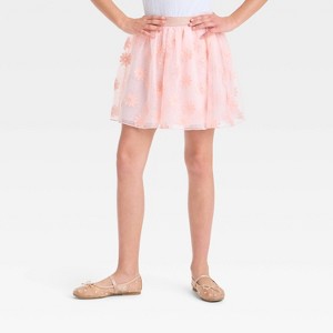 Girls' 'Floral' Tulle Skirt - Cat & Jack™ Peach Orange - 1 of 3