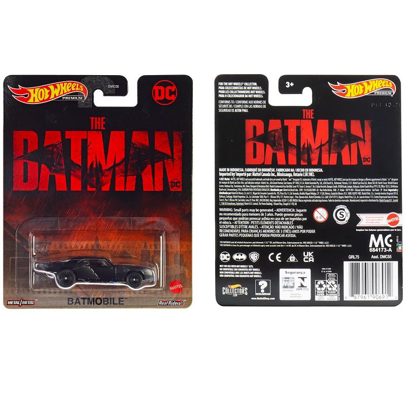 Batmobile Matt Black "The Batman" (2022) Movie "DC Comics" Diecast Model Car by Hot Wheels, 3 of 4