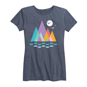 Women's - Instant Message - Colorful Geometric Mountains Short Sleeve Graphic T-Shirt - 1 of 4