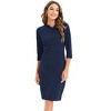 Coolmee Women Casual Midi Bodycorn Dress Quarter Button Neck 3/4  long Sleeve Slim Pullover Hoodie Dress - 2 of 4