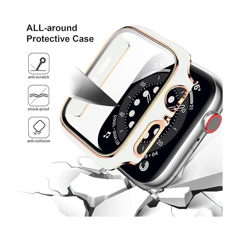 Worryfree Gadgets Bumper Case with Screen Protector for Apple Watch 38mm, White/Silver, 3 of 8