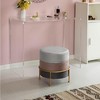 Vintiquewise Round Velvet Ottoman Stool 16” Tall Tricolor with Gold Metal Stand - 2 of 4
