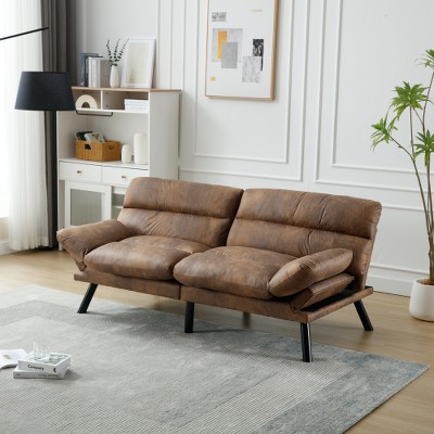 XIYUYEU Modern Upholstered 2 Seaters Sofa Bed, Sleeper Sofa with Thick Cushion & Metal Feet, for Compact Small Space, Apartment, Bedroom