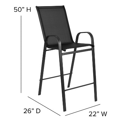 Brazos Black Outdoor Barstool Pair with Flex Comfort and Metal Frame