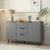 TIRAMISUBEST 47.2" Sideboard Buffet Cabinet, Kitchen Buffet Cupboard with 3 Drawers & 2 Doors, Natural Wood Color Storage Cabinet - 4 of 4