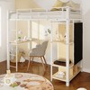 Twin Size Metal Loft Bed with Built-in Wardrobe, Desk, Shelves, Safety Guardrails and  Ladder, White/Black-ModernLuxe - 3 of 4