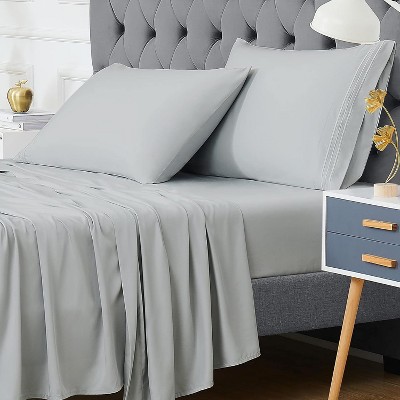 King Cooling Bamboo Rayon Bed Sheets, 4-Piece Set for Hot Sleepers, Moisture-Wicking, 16" Deep Pocket Fitted Sheet, Flat Sheet & 2 Pillowcases
