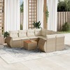 vidaXL 9 Piece Patio Sofa Set with Cushions Poly Rattan - Beige and Cream - 2 of 4