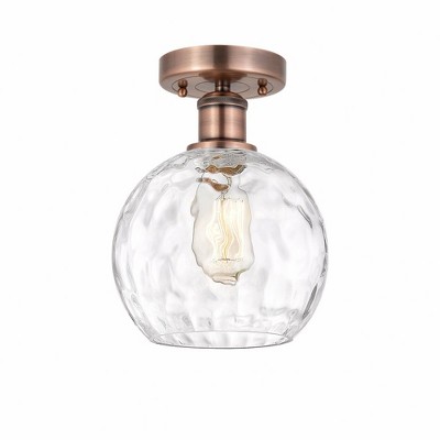 Athens Water Glass - 1 Light Semi-Flush Mount In Industrial Style-10.75 Inches Tall and 8 Inches Wide