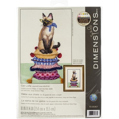 Dimensions Counted Cross Stitch Kit 10"X14"-Cat Lady (14 Count)