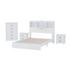 NicBex Queen Vintage Wood Platform Bed Frame with Storage Headboard and Charging Station,No Box Spring Needed,White/Walnut/Gray - 4 of 4