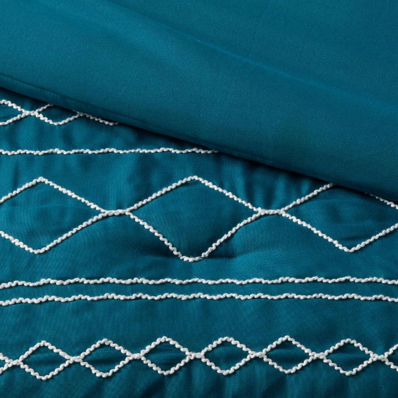 5pc Diamond Stitch Comforter Bedding Set Dark Teal Blue - Threshold™, 4 of 13