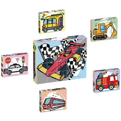 PICASSO-TILES 20 PC Vehicle Theme Magnetic Building Puzzle Cubes Set for Kids Ages 3+