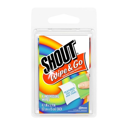 Shout Wipe & Go Travel Wipes for Fabric Instant Stain Remover - 4ct