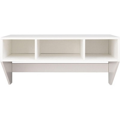 Sleek White Wall-Mounted Computer Desk with Storage Compartments