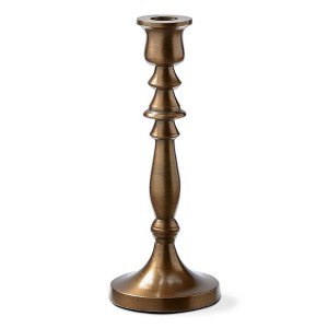 tagltd Antique Brass Cast Aluminum Francesca Taper Candle Holder Large, 3.5L x 3.5W x 9.0H inches - 1 of 2