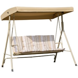 Resenkos 3-Seat Swing Set, Outdoor Canopy Glider With Removable Pads, Adjustable Sunshade, Carbonized Color - 1 of 4