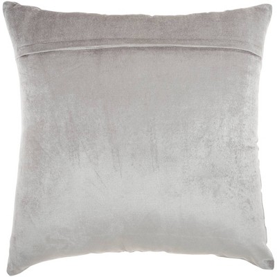 20" Light Gray Velvet Beaded Striped Square Throw Pillow